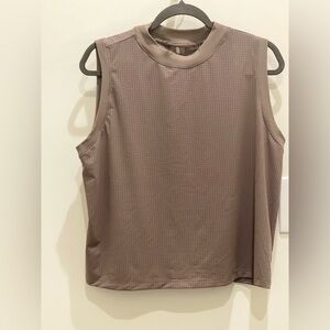 CALIA Women's Open Mesh Mock Neck Tank Taupe Size L